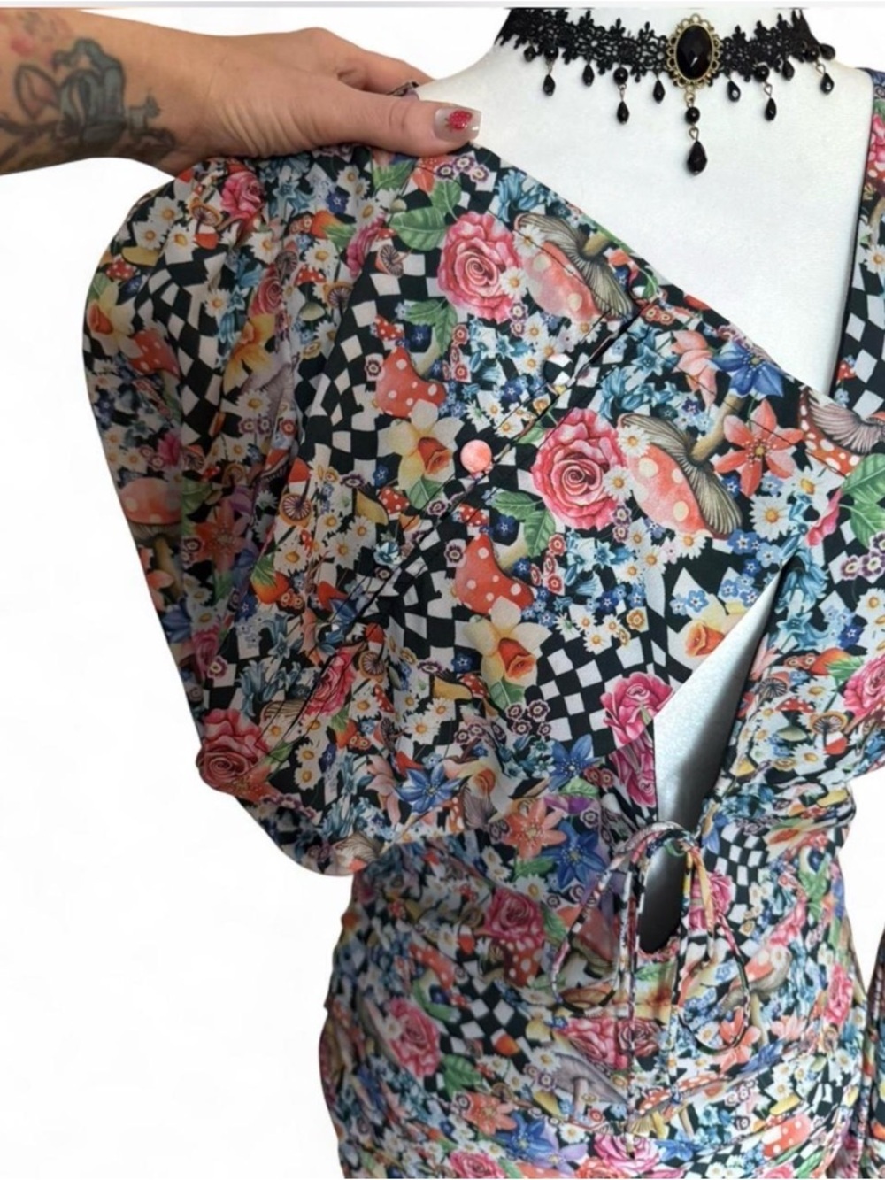 For Love & Lemons June Cape Mini Dress- Size M - Picture 5 of 7